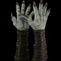 Halloween scary demon monster hands gloves with long claws and leather gauntlets for cosplay party decor. - Zombie Gloves