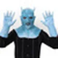 Máscara de látex de demonio del Pecado de Orgullo y guantes para disfraz de cosplay - Máscara de Mentira Azul