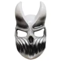 PVC deathcore devil mask with horns and sharp teeth for Halloween party costume and cosplay events. - White Style