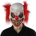 Halloween scary latex clown mask with red hair for creepy cosplay parties and events. - Bald Clown