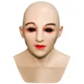Realistic latex human mask for Halloween costume parties, creepy bald headwear costume prop. - Beauty Portrait