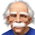 Halloween realistic old man mask with white hair and mustache latex novelty headgear costume. - White Beard Old Man