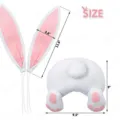 Easter bunny ears and tail plush costume set white pink party decoration props - Rabbit Ear Tail Set - White