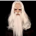 Halloween realistic old man latex mask with long white hair and beard for cosplay party. - Long Beard Priest