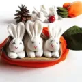 Easter carrot pouch with three cute white rabbit plush toys, holiday decor gift bag. - Carrot Rabbit Storage Bag - All White