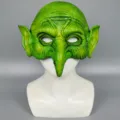 Halloween green goblin monster half mask scary costume party prop with long nose for adults. - Witch
