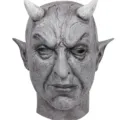 Halloween Monstruo Máscara Látex Gris Diablo Cuernos Horror Cosplay Fiesta Disfraz Accesorio - Gris