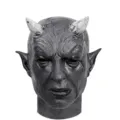 Halloween Aterrador Demonio Monstruo Máscara Látex Cuernos Espeluznantes Cosplay Fiesta Gris - Negro