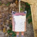 Handmade ceramic fox wind chime, rustic country style garden hanging ornament variant. - 1