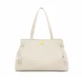 Elegante hellbeige Damen Handtasche aus Kunstleder mit Schulterriemen und Knoten. - Gebrochenes Weiß