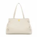 Bolso de hombro minimalista de cuero para mujer, bolso tote de gran capacidad casual. - Blanco Roto
