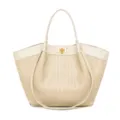 Bolso Tote Tejido Beige para Mujer Estilo Francés Bolso de Mano Elegante con Cierre - Blanco Roto