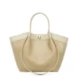 Elegante bolso tote de cuero tejido beige para mujer bolso de mano elegante de moda - Blanco Roto