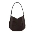 Bolso de hombro de cuero marrón oscuro con diseño envolvente deconstruido para mujeres. - ébano