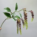 Artificial pokeweed berry branch hanging fake plant for floral arrangement home decor - Burgundy