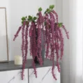 Planta artificial colgante de bayas moradas cuerda de flores falsa decoracion interior SKU - Rosa rojo