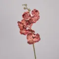 Tige de fleur d'orchidée artificielle imprimé léopard pour décoration de maison et arrangements. - Camel