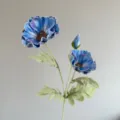 Tige de coquelicot artificiel bleu, arrangement floral décoratif réaliste pour vase. - Bleu foncé