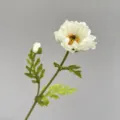 Artificial white poppy flower decorative floral stem for home interior decoration style. - White
