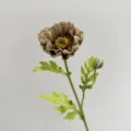 Artificial poppy flower variant, brown grey silk flower stem for home decor interior design - Coffee