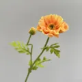 Artificial orange poppy flower single stem fake floral home decor realistic floral arrangement - Coral