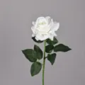 Finta rosa bianca singolo stelo fiore artificiale per decorazione di nozze casa elegante - Bianco