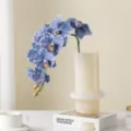 Blue artificial phalaenopsis orchid flower variant with minimalist vase home decor. - Blue and Purple