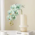 Artificial orchid flower branch 9 heads home decor vase arrangement aesthetic fake floral ornament - Green