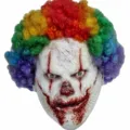 Scary clown mask with colorful afro wig latex full head creepy Halloween cosplay costume prop - Bloody Wig Clown