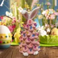 Veilleuse lapin de Pâques arbre en résine avec lumières colorées déco de table - Lapin de Pâques