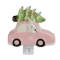Veilleuse voiture rose lapin de pâques avec décor d'arbre coloré pour chambre - Voiture Lapin