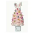 Veilleuse arbre en céramique lapin de Pâques avec des ampoules colorées, jolie lampe déco maison. - Veilleuse Oreille de Lapin - Rose Clair Prise US