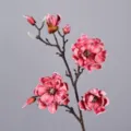 Artificial magnolia flower branch, pink PU floral stem for home decor and wedding arrangement. - Deep Pink