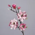 Artificial magnolia flower branch pink PU floral stem for home decor and wedding props. - Purple