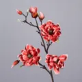 Artificial magnolia branch faux flowers red PU floral stems for home decor and arrangement style - Orange Red