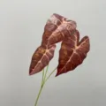 Artificial black alocasia leaf faux elephant ear plant stem for floral home decor party. - Red Green