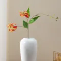 Τεχνητό Άνθος Gloriosa Lily Μετάξι Κόκκινη Φλόγα Λουλούδι Σύνθεση Διακόσμηση Σπιτιού - Ανοιχτό Κόκκινο