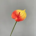 Artificial PU anthurium flower single stem simulation flamingo flower for home decor - Orange Red