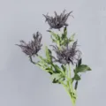 Artificial sea holly thistle flower branch misty forest style home wedding floral decor SKU - Deep Purple Blue