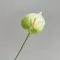 Artificial PU Anthurium flower single stem fake plant for home decor wedding party decoration - White Green