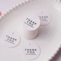 Round Thank You hang tags minimalist black letter DIY decorative cards for gifts - 100 Pieces/Pack / Black Letter Pattern