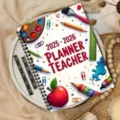 2025-2026 A5 teacher planner notebook weekly monthly agenda organizer with art cover detail - Teacher Planner / Colorful