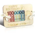 Wooden birthday money holder gift card with cake engraving and ribbons for cash gifts - Cupcake Pattern