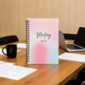 Spiral binding meeting notes planner with gradient painted cover for daily schedule and focus. - Meeting Notes