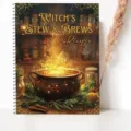 A5 spiral notebook with vintage witch cauldron design, perfect for recipes and daily journaling. - Witches Stew