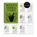 A5 botanical herbal codex spiral notebook featuring 56 pages of vintage plant illustrations. - Witch's Herbs