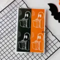 Autocollants fantôme Halloween DIY pâtisserie emballage étiquettes scellées mignon noir orange - Fantôme Orange Noir (4 Pièces/Paquet)