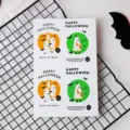 Halloween fantôme autocollants DIY emballage cuisson joint étiquette mignon décoratif 4pcs - Fantôme Orange Vert (4 Pièces/Paquet)
