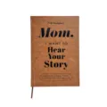 Detailed close-up of the vintage brown leather cover mom story guided journal notebook. - Leather Mom