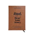 Brown leather hardcover guided memory journal for dad, perfect storytelling book detail view. - Leather Dad